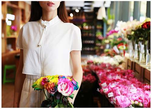 flower shop woman holding flower bouquet flower